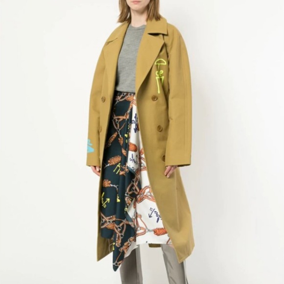 TIBI SCREEN PRINTED Double Breasted TRENCH Coat - Picture 2 of 8